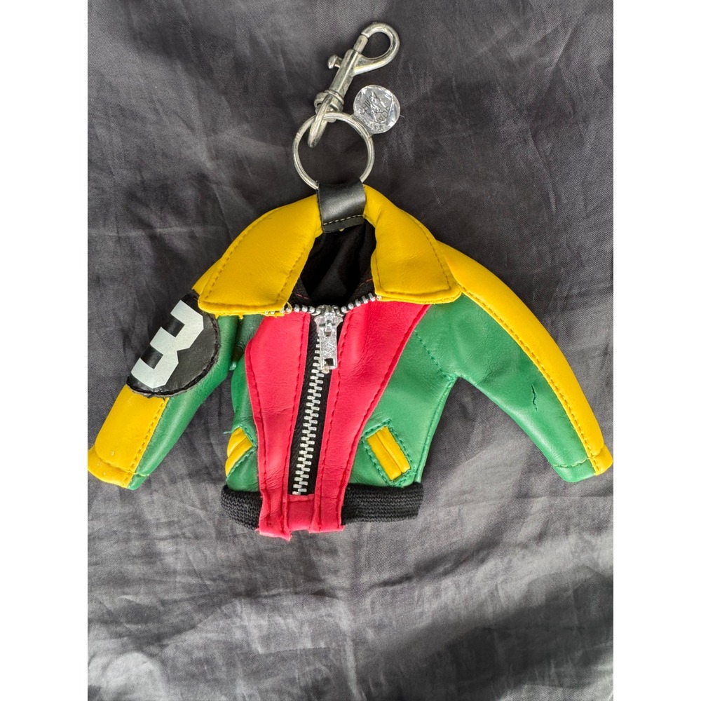 Vintage 90s 8 Ball Bomber Jacket Keychain Bag Charm Colorblock Hip Hop Novelty